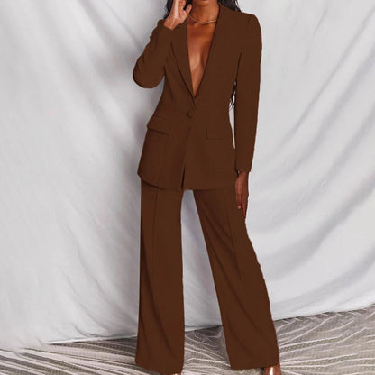 Harriet | Blazer & Wide-Leg Trouser Suit Set Blush Pink Tailored for Women