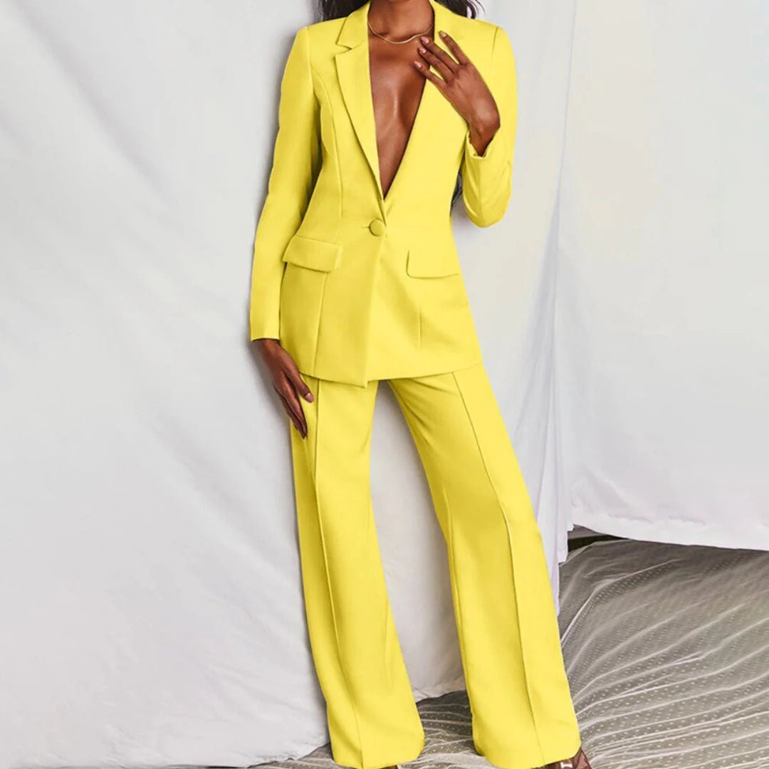 Harriet | Blazer & Wide-Leg Trouser Suit Set Blush Pink Tailored for Women