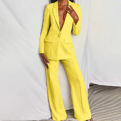Harriet | Blazer & Wide-Leg Trouser Suit Set Blush Pink Tailored for Women