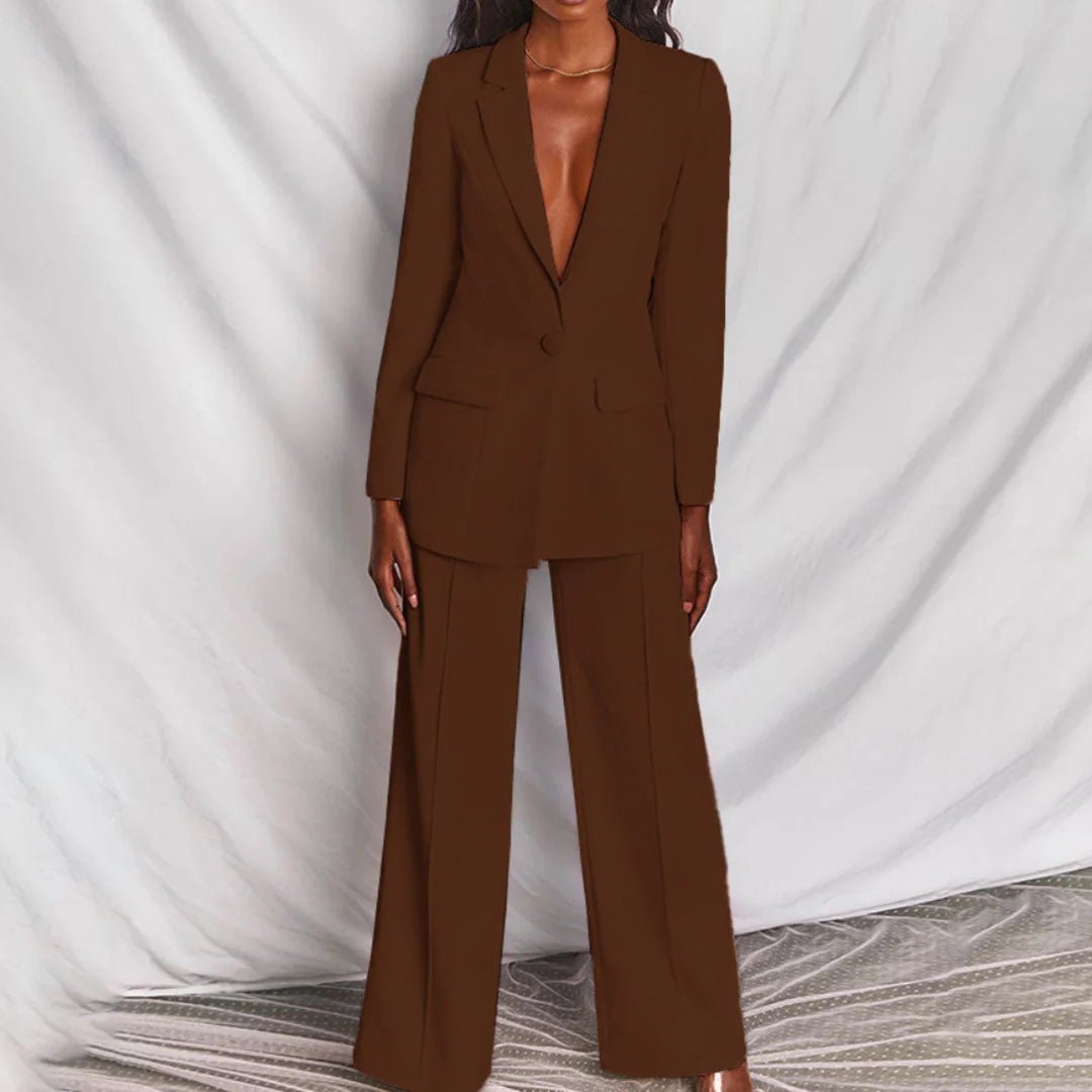 Harriet | Blazer & Wide-Leg Trouser Suit Set Blush Pink Tailored for Women