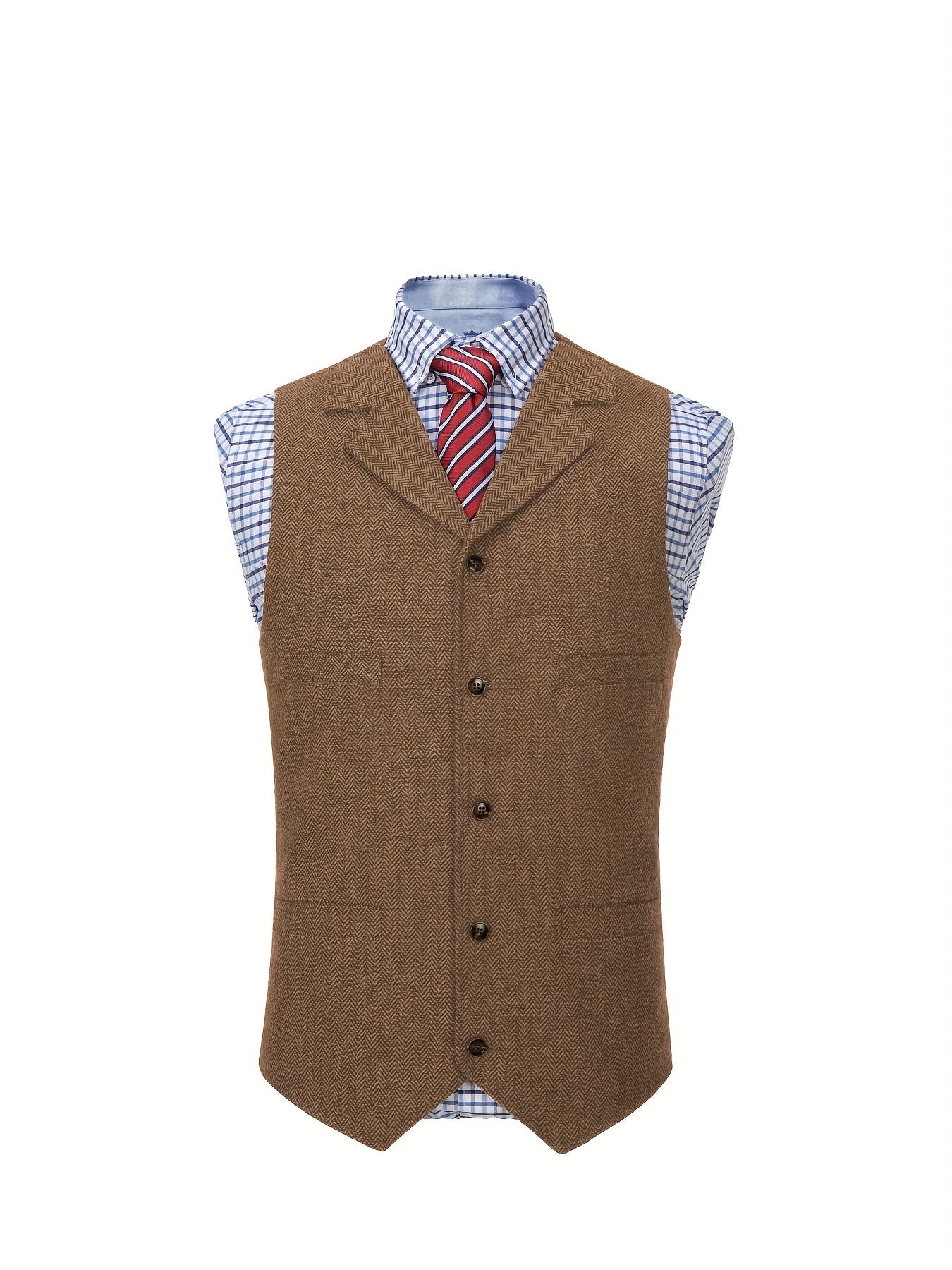 Etta | Waistcoat Brown Herringbone Tweed Notched Lapel for Women