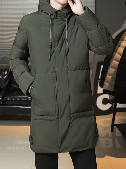 Wilhelmina | Longline Puffer Coat Black Hooded Quilted for Women