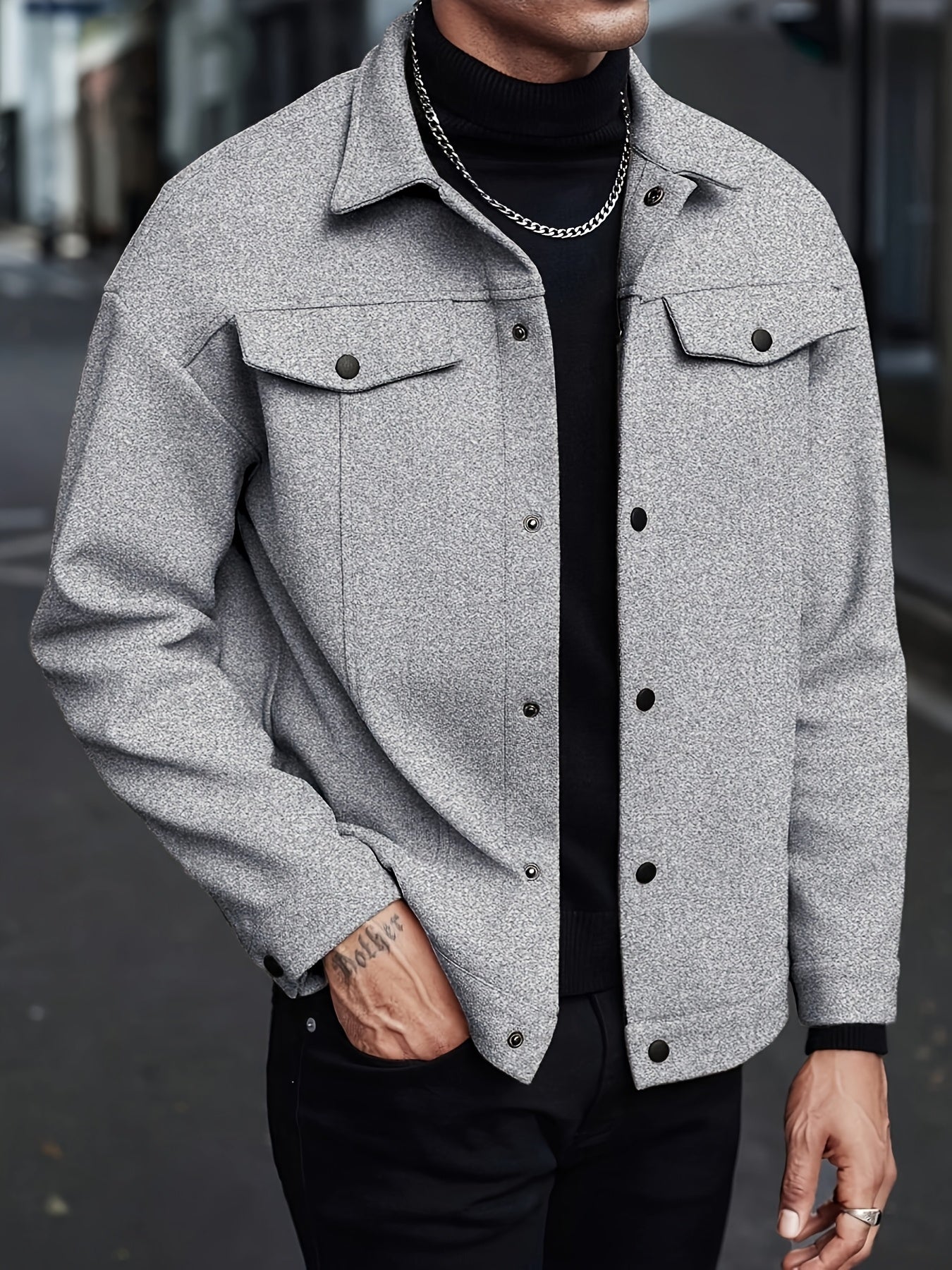 Kit | Trucker Jacket Cream Brushed Felt Button-Front for Men