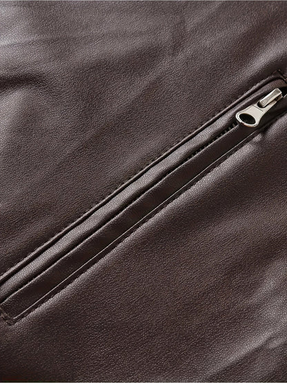 Eilidh | Moto Jacket Black Faux Leather Stand Collar for Women