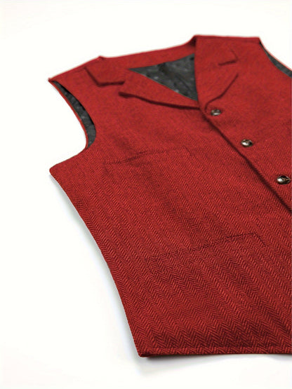 Etta | Waistcoat Brown Herringbone Tweed Notched Lapel for Women