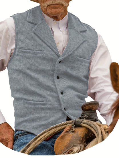 Etta | Waistcoat Brown Herringbone Tweed Notched Lapel for Women