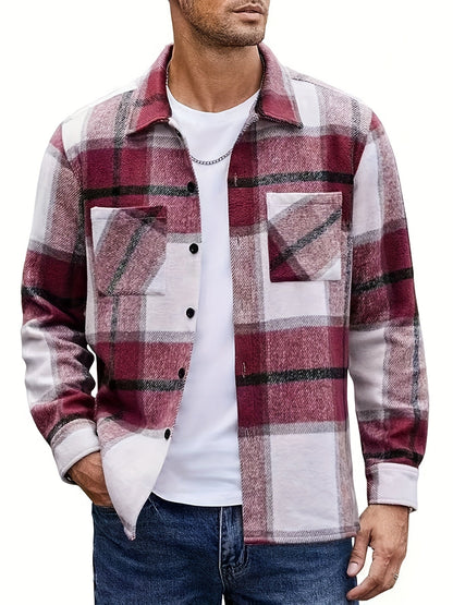 Ivor | Shirt Jacket Khaki Plaid Brushed Flannel for Men