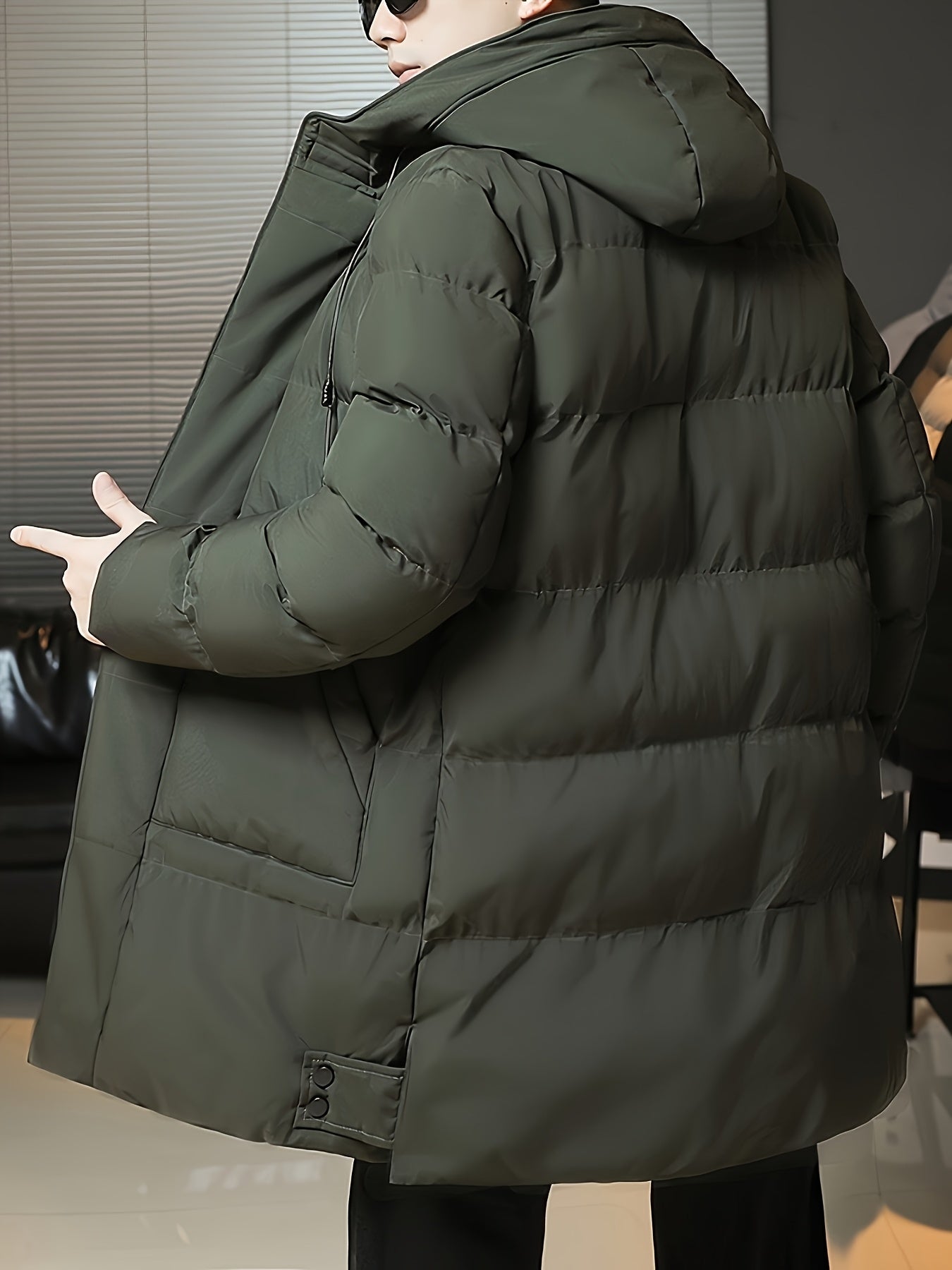 Wilhelmina | Longline Puffer Coat Black Hooded Quilted for Women