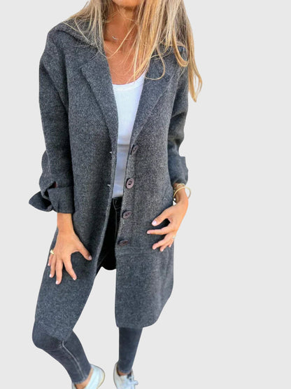 Rosie | Coat Pink Wool-Blend Button-Front Blazer for Women