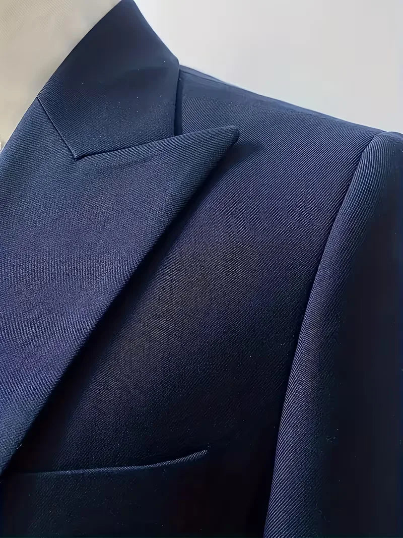 Nathaniel | Suit Black Slim Fit Three-Piece Double-Breasted Waistcoat for Men