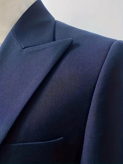 Nathaniel | Suit Black Slim Fit Three-Piece Double-Breasted Waistcoat for Men
