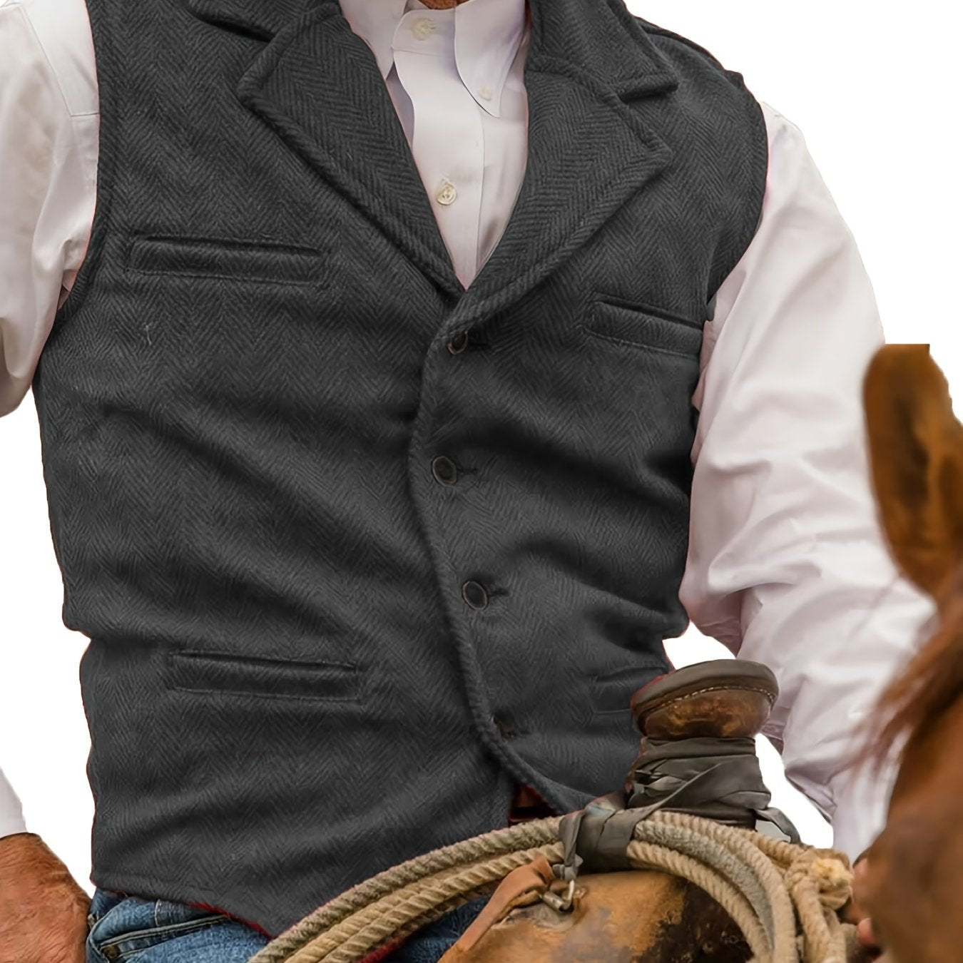 Etta | Waistcoat Brown Herringbone Tweed Notched Lapel for Women