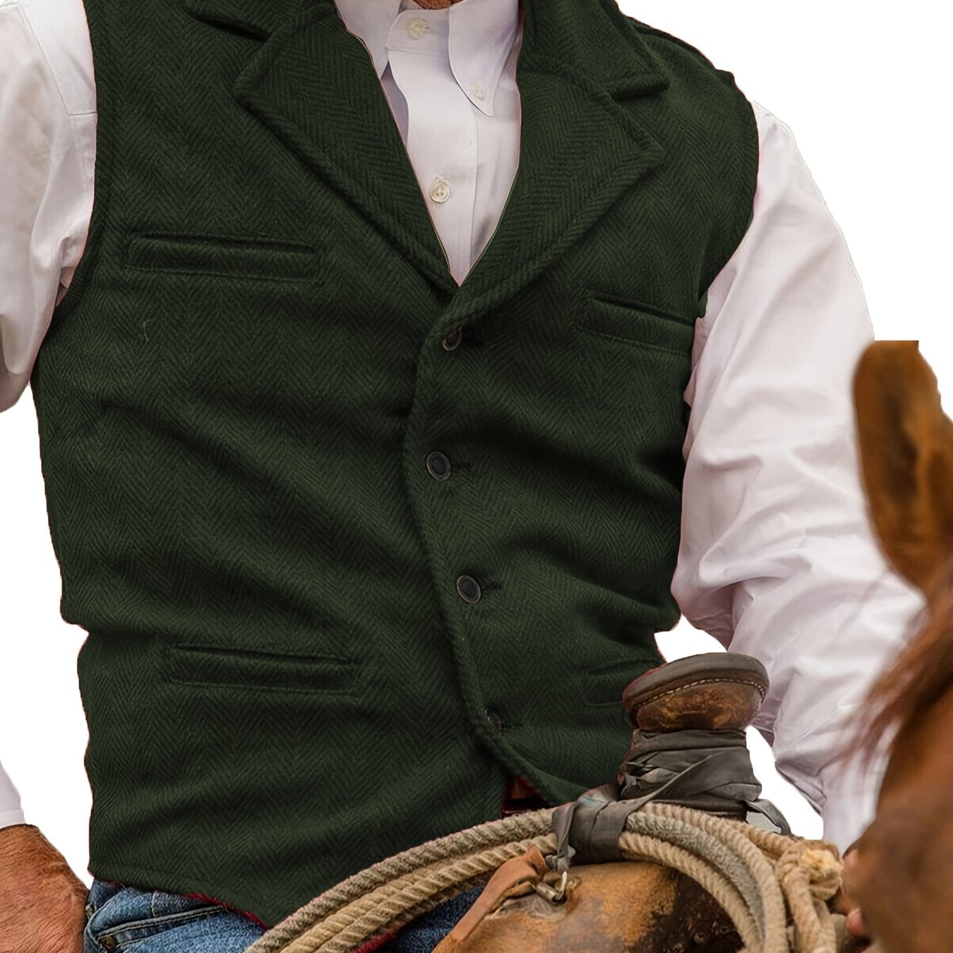 Etta | Waistcoat Brown Herringbone Tweed Notched Lapel for Women