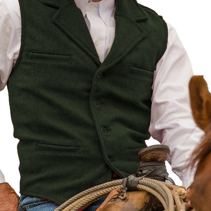 Etta | Waistcoat Brown Herringbone Tweed Notched Lapel for Women