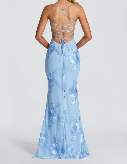 Rowena | Maxi Dress Black Floral Embroidered Mermaid Corset for Women