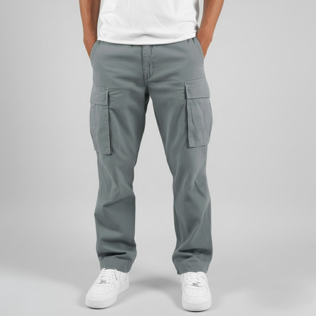 Graham | Cargo Trousers Dark Grey Cotton Multi-Pocket for Men