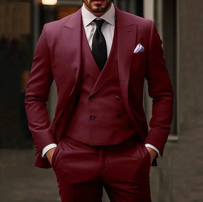 Rupert | Suit Navy Blue Wool-Blend Three-Piece Slim Fit for Men