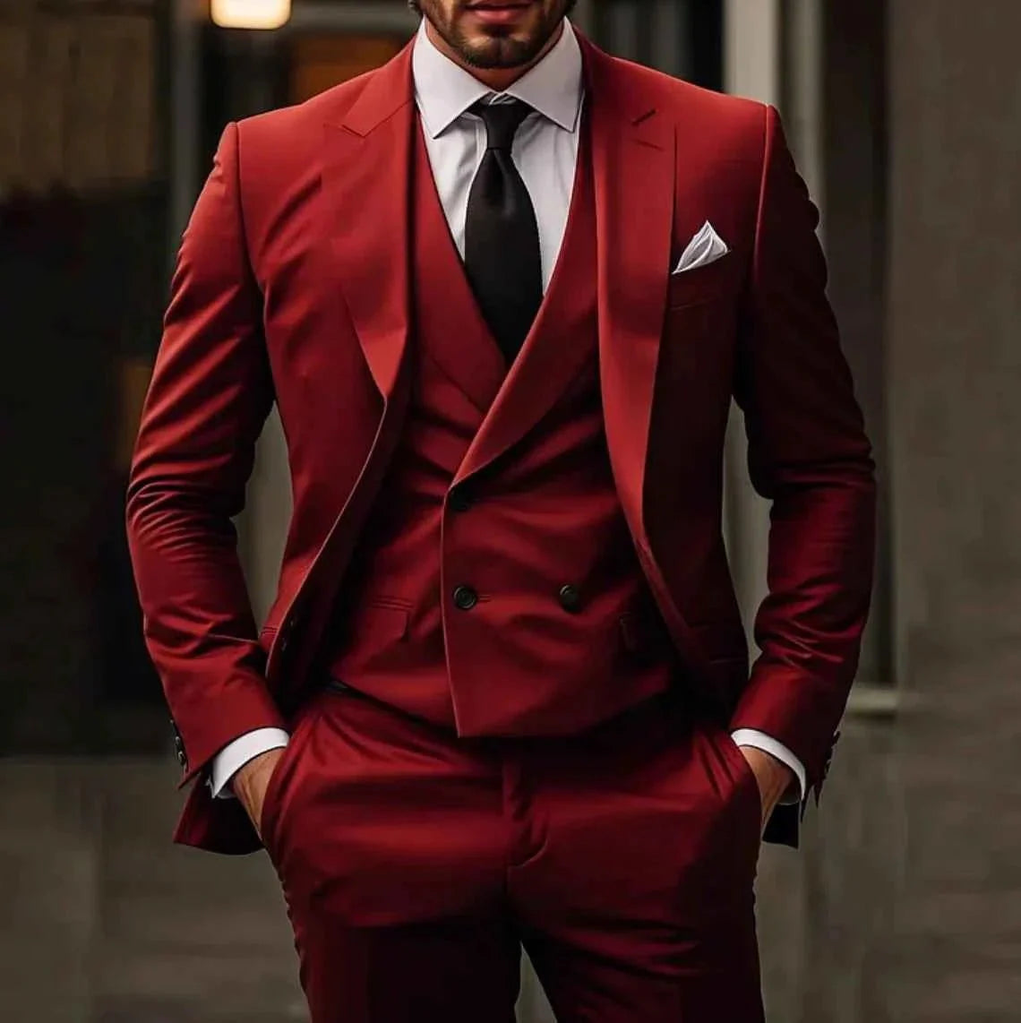 Rupert | Suit Navy Blue Wool-Blend Three-Piece Slim Fit for Men
