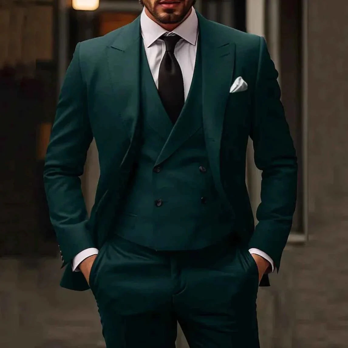 Rupert | Suit Navy Blue Wool-Blend Three-Piece Slim Fit for Men