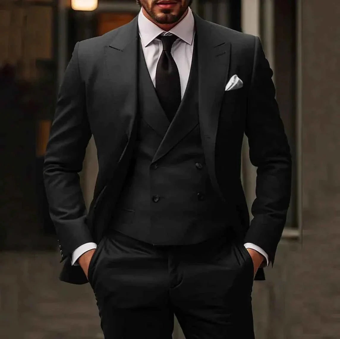 Rupert | Suit Navy Blue Wool-Blend Three-Piece Slim Fit for Men