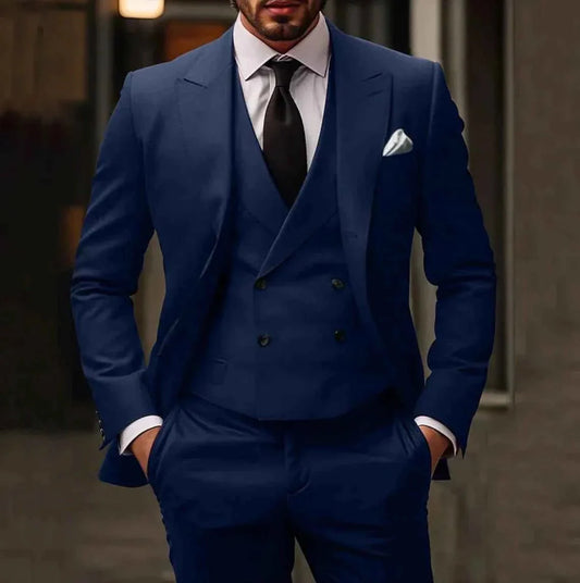 Rupert | Suit Navy Blue Wool-Blend Three-Piece Slim Fit for Men