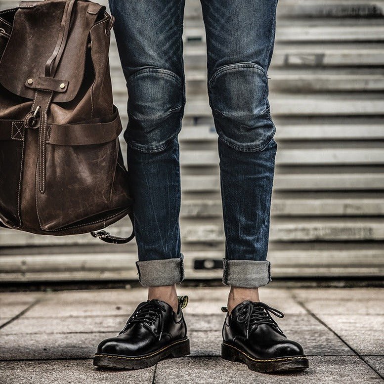 Giles | Oxford Shoes Black Leather Lace-Up for Men