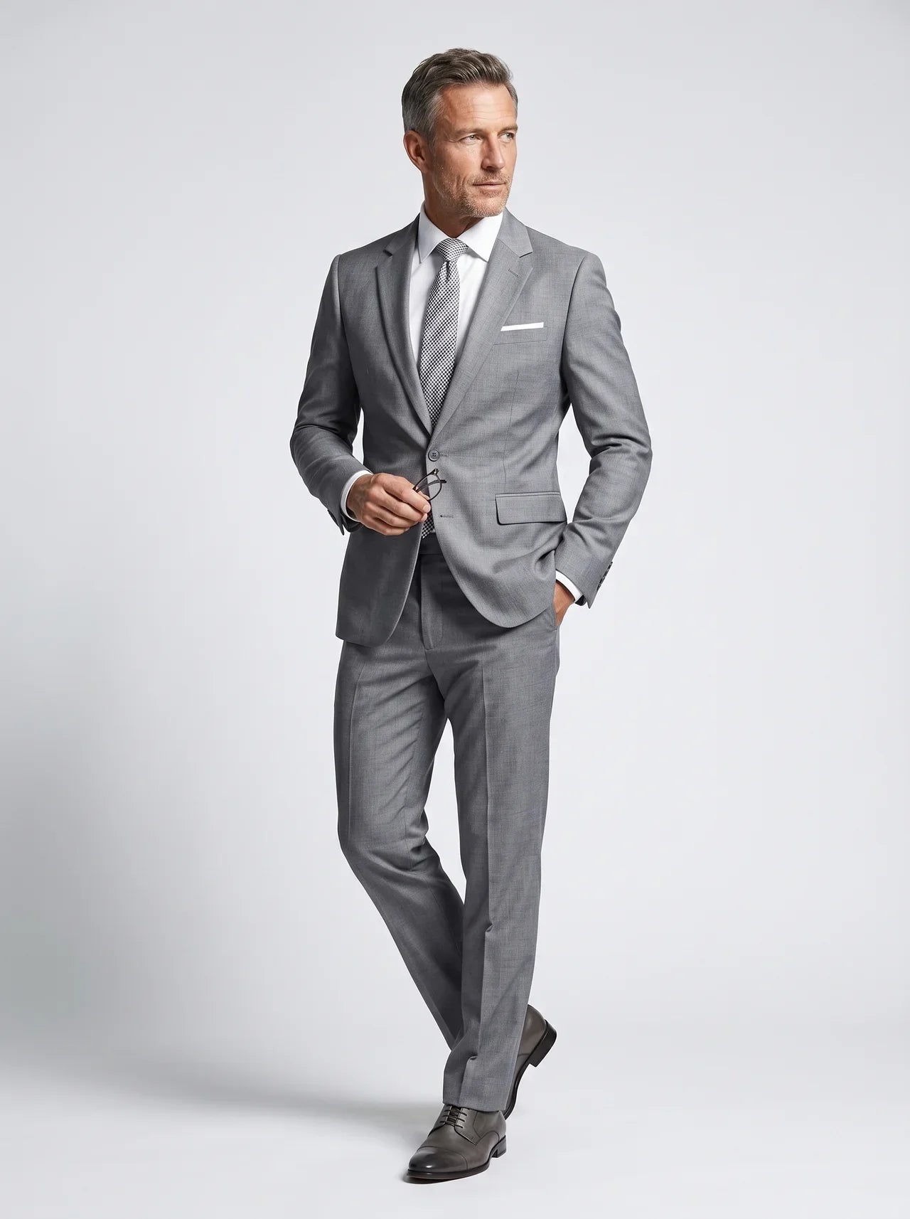 Piers | Suit Grey Wool-Blend Slim Fit Single-Breasted for Men