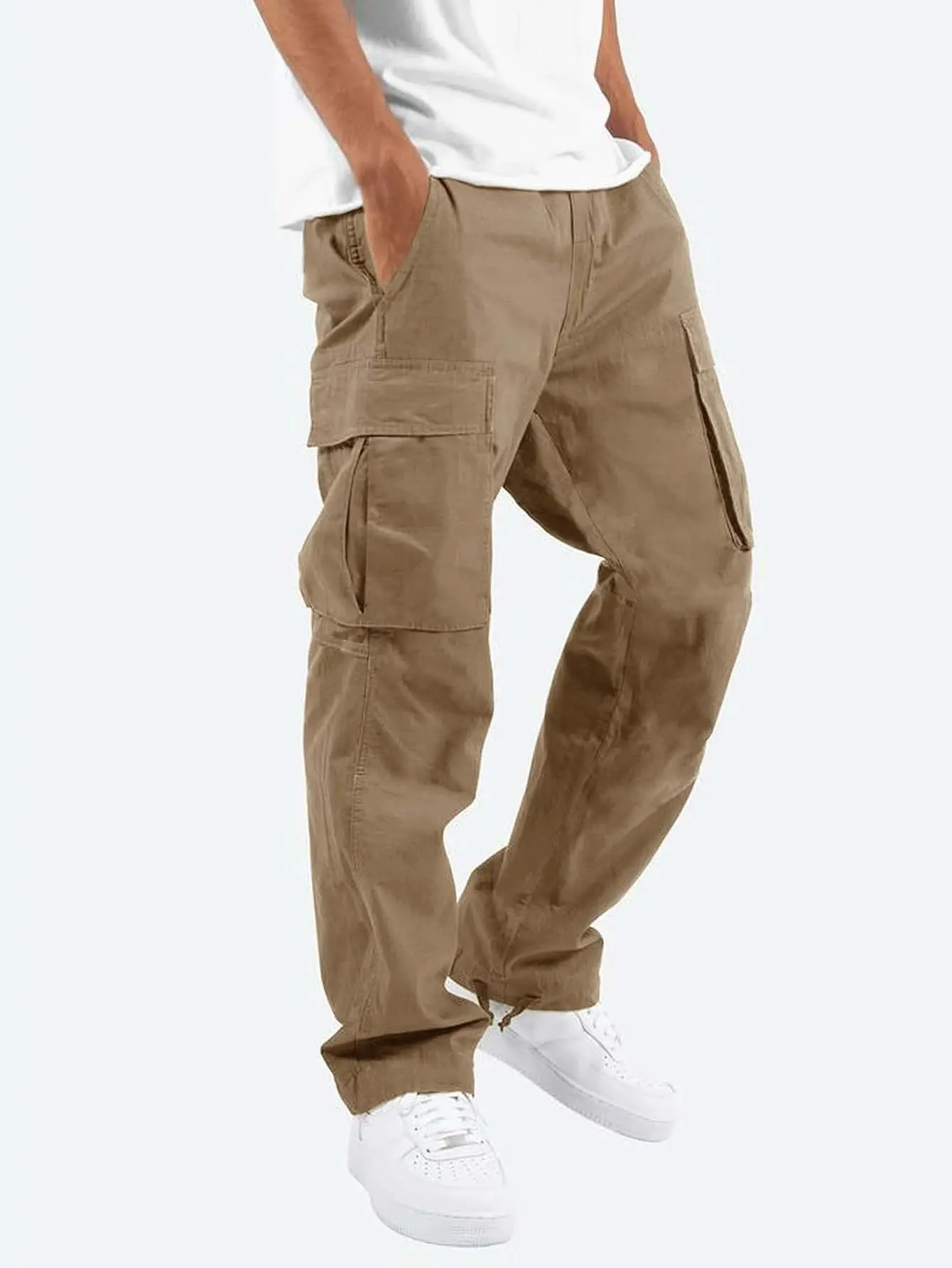 Wesley | Cargo Trousers Olive Green Relaxed Fit for Men