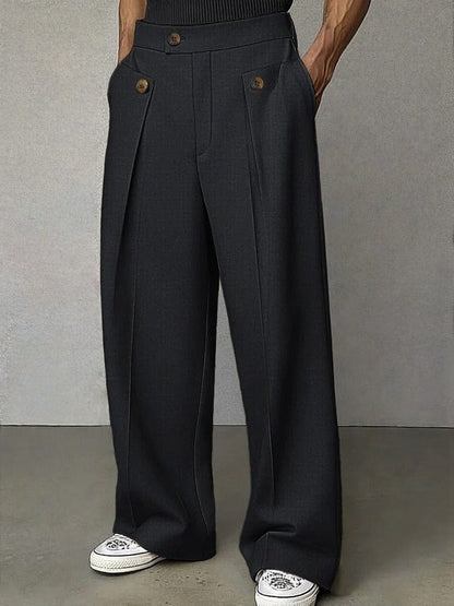 Emrys | Wide-Leg Trousers Camel Pleated Tailored for Men