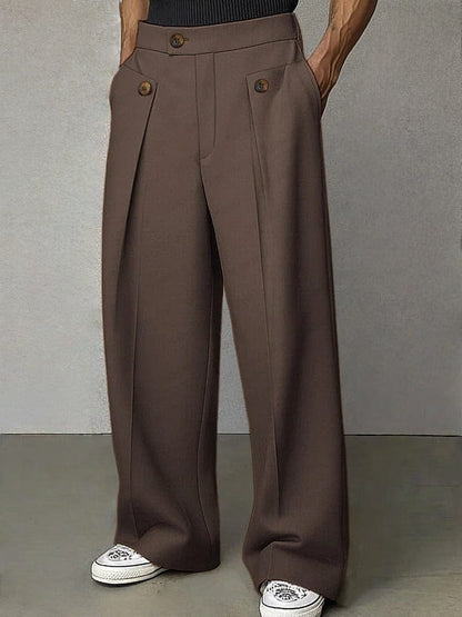 Emrys | Wide-Leg Trousers Camel Pleated Tailored for Men