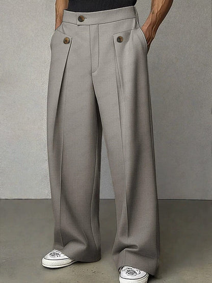 Emrys | Wide-Leg Trousers Camel Pleated Tailored for Men