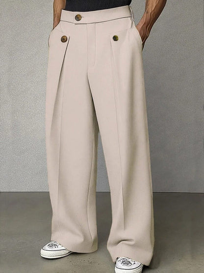 Emrys | Wide-Leg Trousers Camel Pleated Tailored for Men