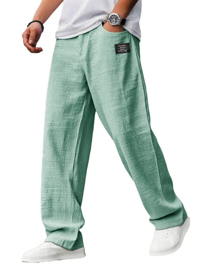 Winston | Trousers Light Grey Textured Straight-Leg for Men