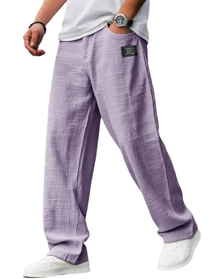 Winston | Trousers Light Grey Textured Straight-Leg for Men