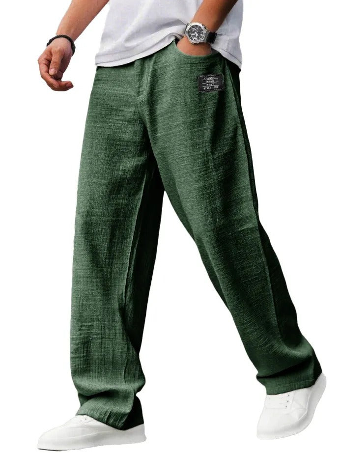 Winston | Trousers Light Grey Textured Straight-Leg for Men