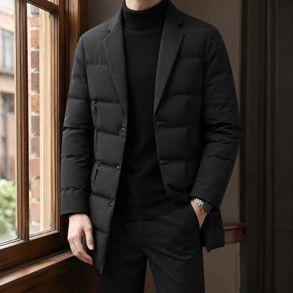 Montague | Puffer Blazer Black Quilted Notch-Lapel for Men