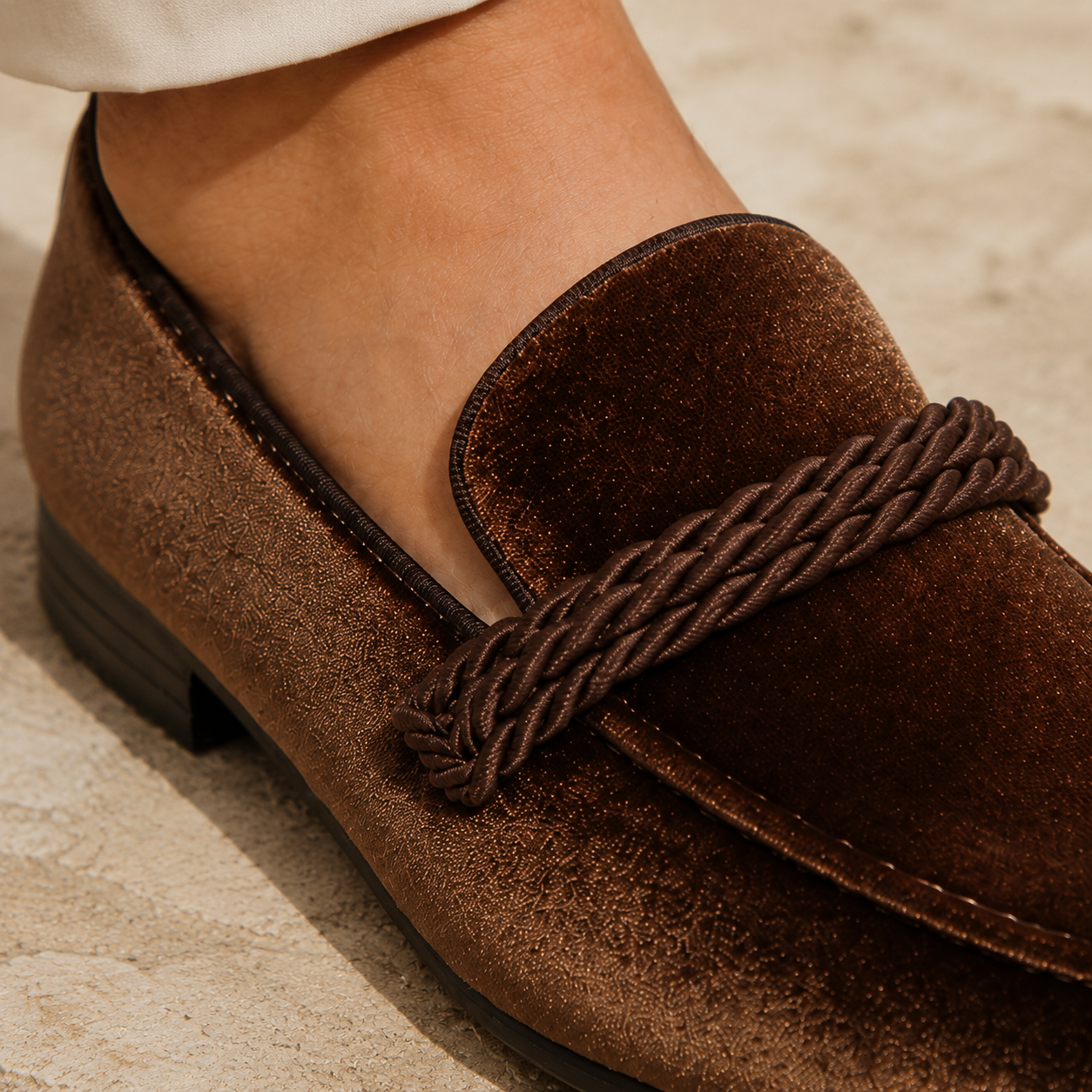Merrick | Loafers Brown Velvet Rope-Trim for Men