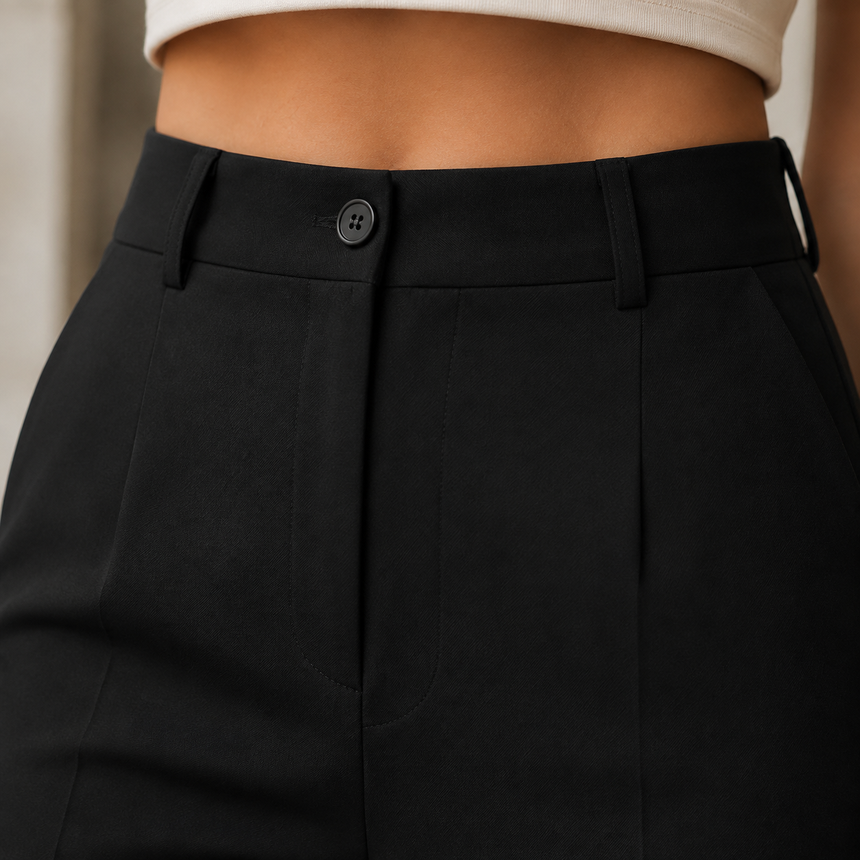 Jocasta | Wide-Leg Trousers Black Tailored High-Waisted for Women