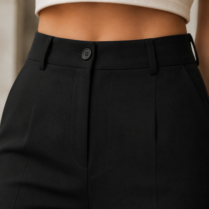 Jocasta | Wide-Leg Trousers Black Tailored High-Waisted for Women