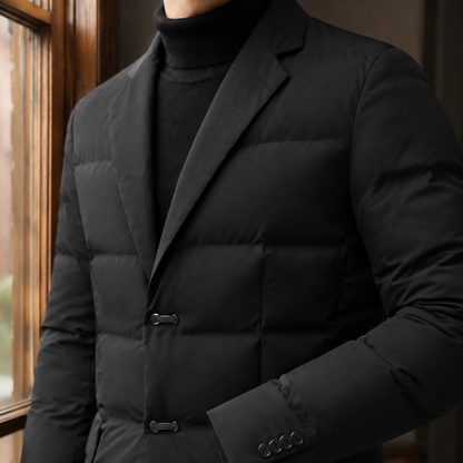 Montague | Puffer Blazer Black Quilted Notch-Lapel for Men