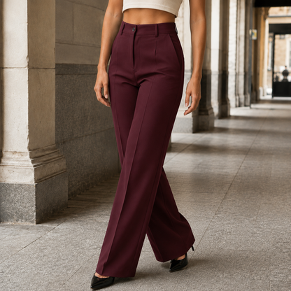 Jocasta | Wide-Leg Trousers Black Tailored High-Waisted for Women