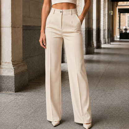 Jocasta | Wide-Leg Trousers Black Tailored High-Waisted for Women