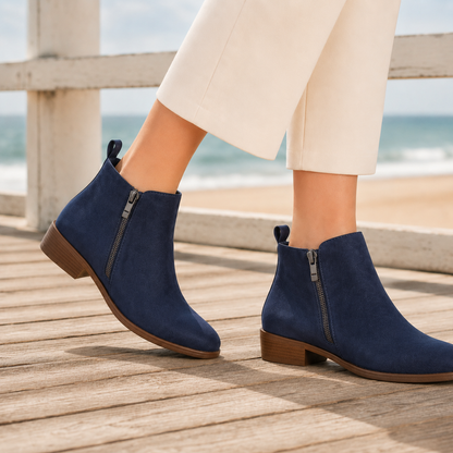 Bea | Ankle Boots Tan Faux Leather Side-Zip for Women