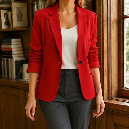 Posy | Tailored Blazer Fuchsia Notched Lapel Single-Button for Women