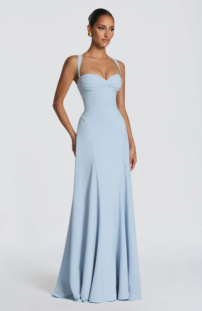 Mabel | Maxi Dress Yellow Chiffon Sweetheart Corset for Women