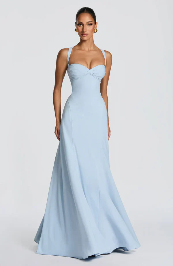 Mabel | Maxi Dress Yellow Chiffon Sweetheart Corset for Women