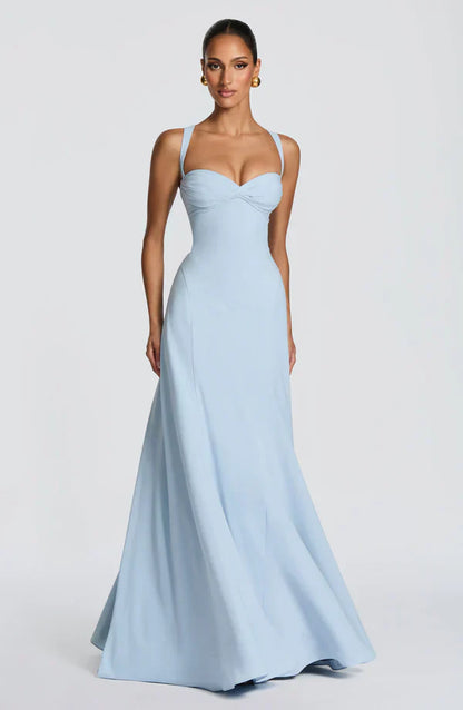 Mabel | Maxi Dress Yellow Chiffon Sweetheart Corset for Women