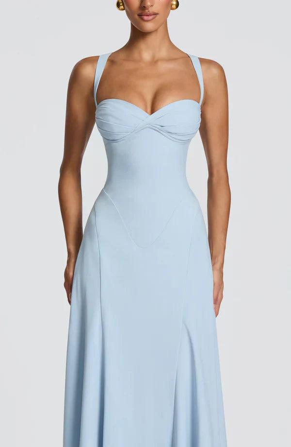 Mabel | Maxi Dress Yellow Chiffon Sweetheart Corset for Women