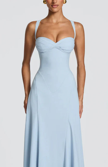 Mabel | Maxi Dress Yellow Chiffon Sweetheart Corset for Women