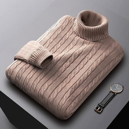 Basil | Cable Knit Sweater Grey Turtleneck for Men